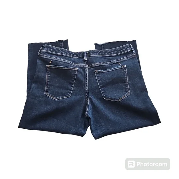 Mossimo Women's Mid Rise Straight Dark Wash Crop Raw Hem Size 12 34X23 - Picture 8 of 12